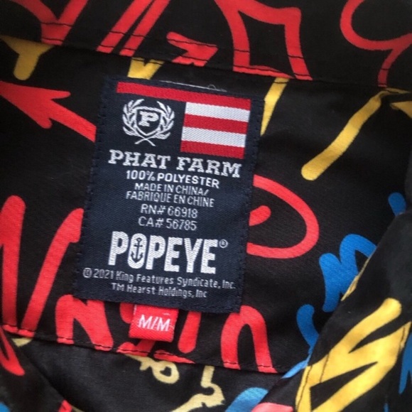 Phat Farm x Popeye Multicolor Graffiti Button Down Shirt - Picture 7 of 7